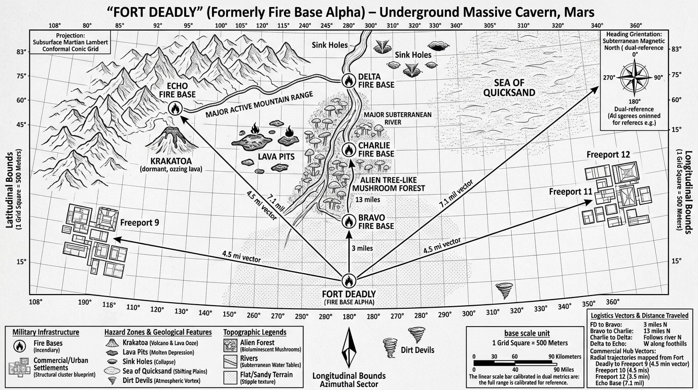 Fort Deadly (Formerly Fire Base Alpha) — Underground Massive Cavern, Mars — topographic military map