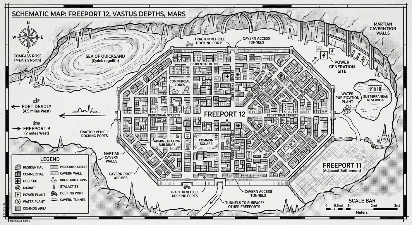 Schematic Map: Freeport 12, Vastus Depths, Mars